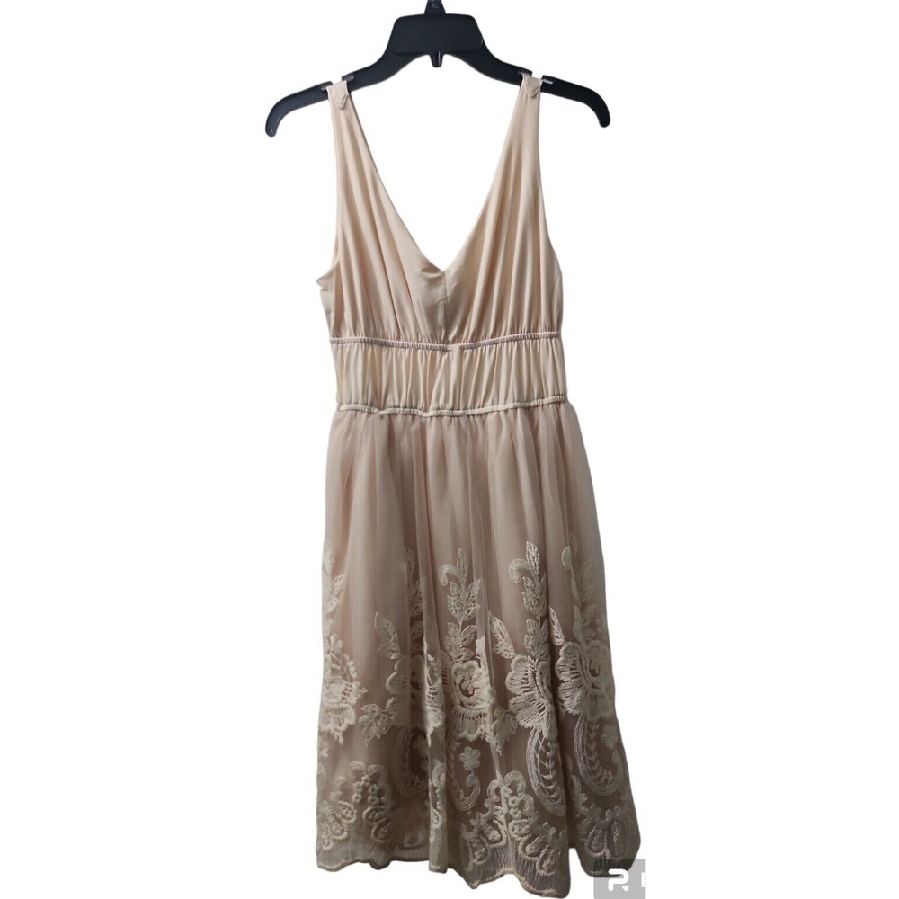 Pinky‎ Dress Sleeveless V-Neck Floral Lace Trim Party Cocktail Dress M